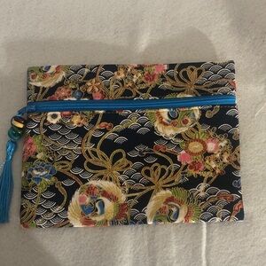 Floral Black and Gold Cosmetic Pouch